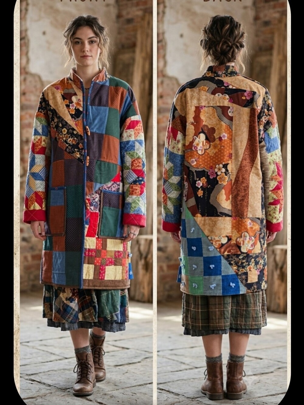 Upcycled Vtg Quilt Blanket Coat L-XL Handmade Dont Throw It Out
